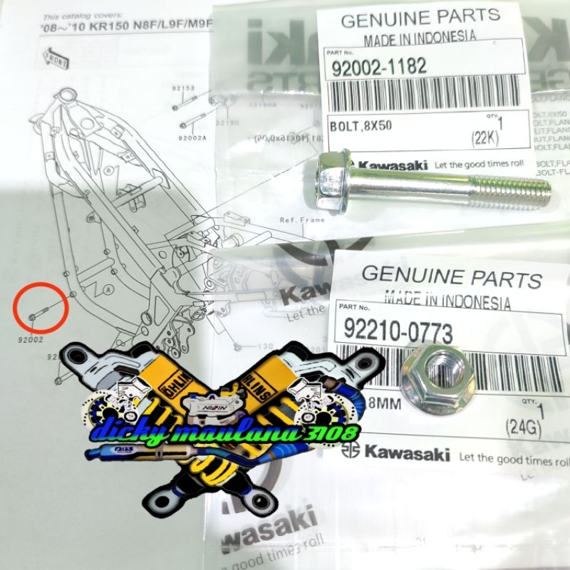 BAUT MUR GANTUNGAN DUDUKAN MESIN BAWAH NINJA 150 R SS ORIGINAL KAWASAKI