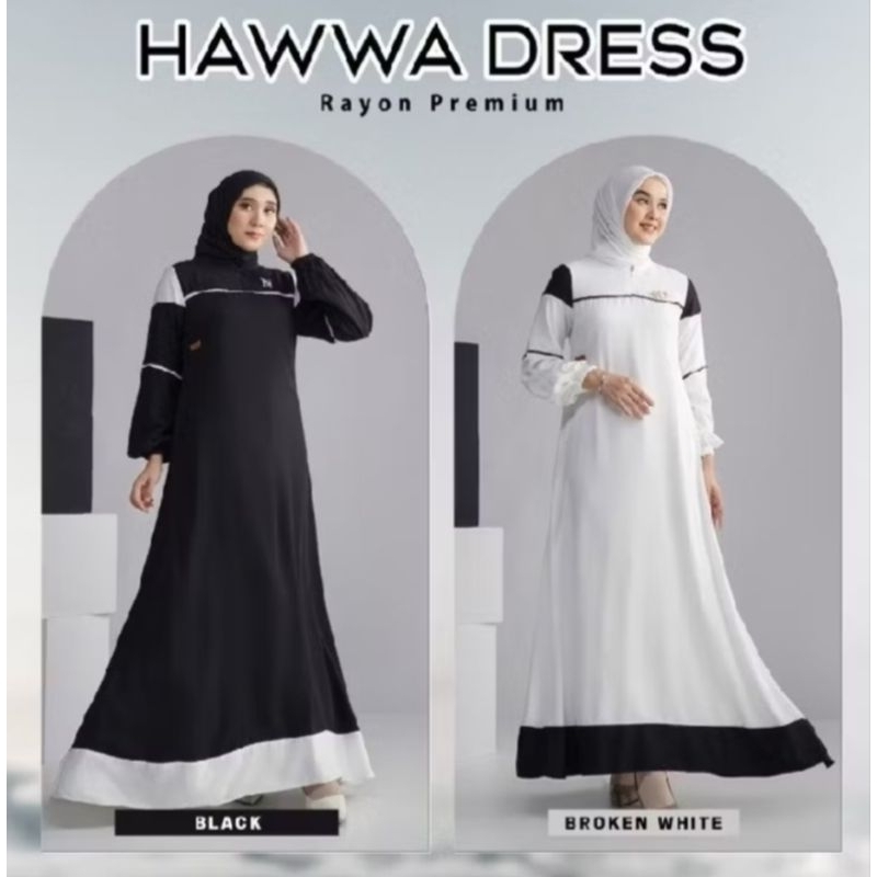 HAWWA DRESS BY NADHEERA LUXURY/BAJU HAJI/UMROH/OUTFIT HAJI PUTIH DAN HITAM