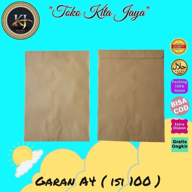 

Amplop Coklat A4 GARAN ( 1 Pack isi 100 )