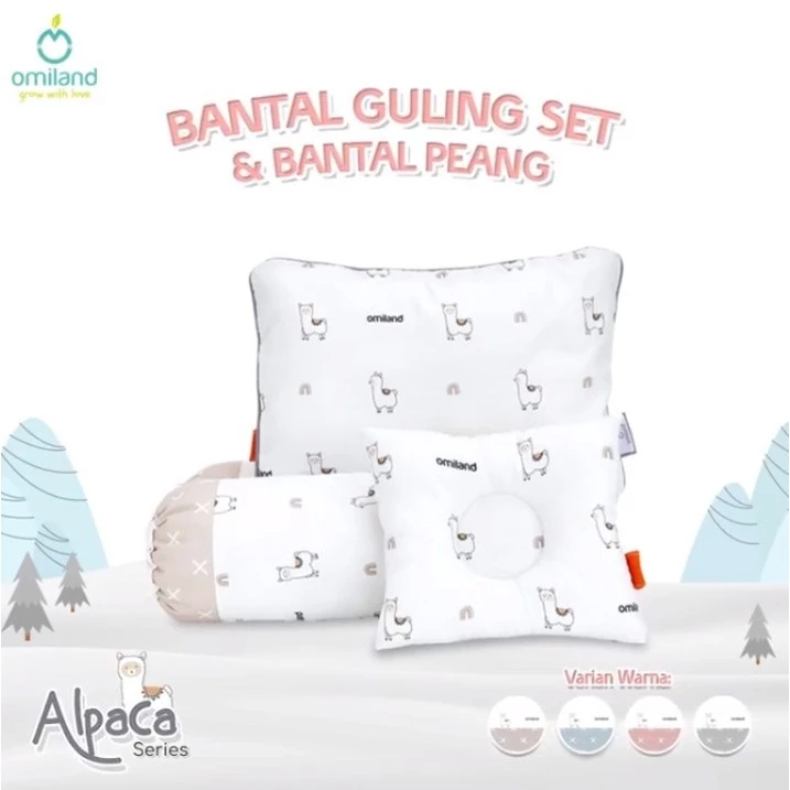 Omiland Bantal Guling Set + Bantal Peang - Bantal Anti Peyang Alpaca