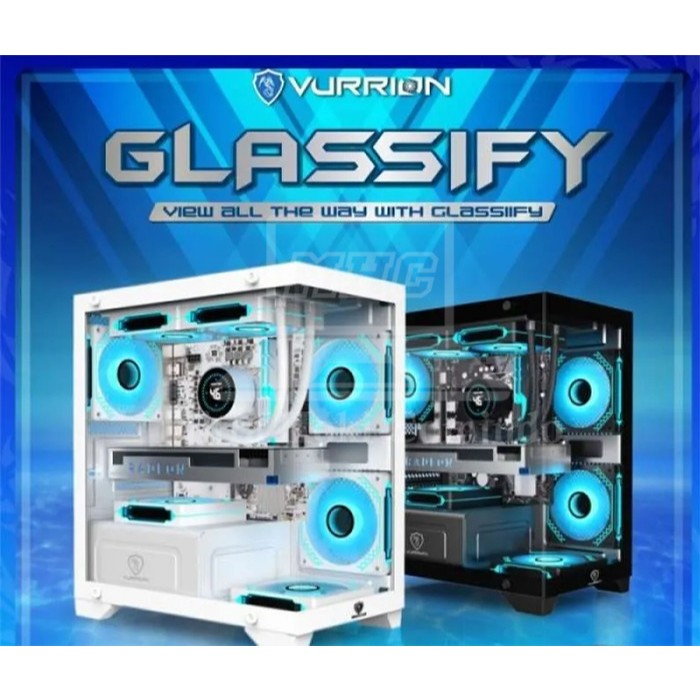 CASING PC VURRION CASING KOMPUTER GAMING VURRION GLASSIFY WHITE 3 FAN RGB PC CASE