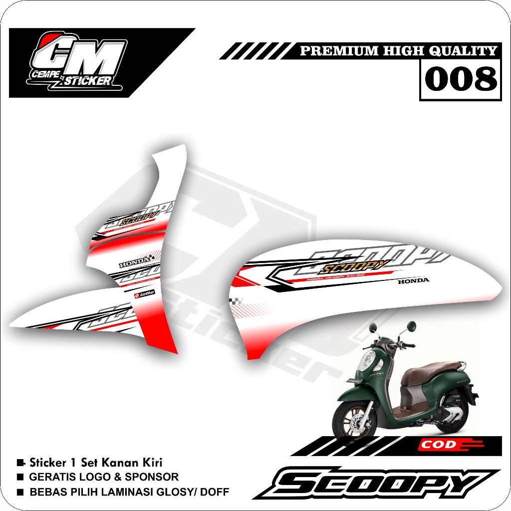Stiker Scoopy New 2020-2023 Decal Striping Standar Scoopy New Premium Racing CM08