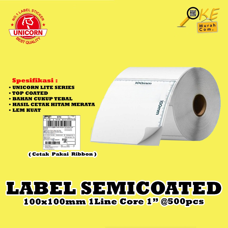 

Stiker Label Barcode Semicoated 100x100 mm / 100 x 100 mm / 100x100mm 500pcs