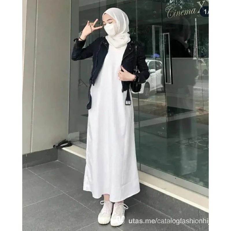 Inner Dress Rayon Twill Premium Tali Pinggang / Inner Tanpa Lengan Jumbo / Manset Dress Span