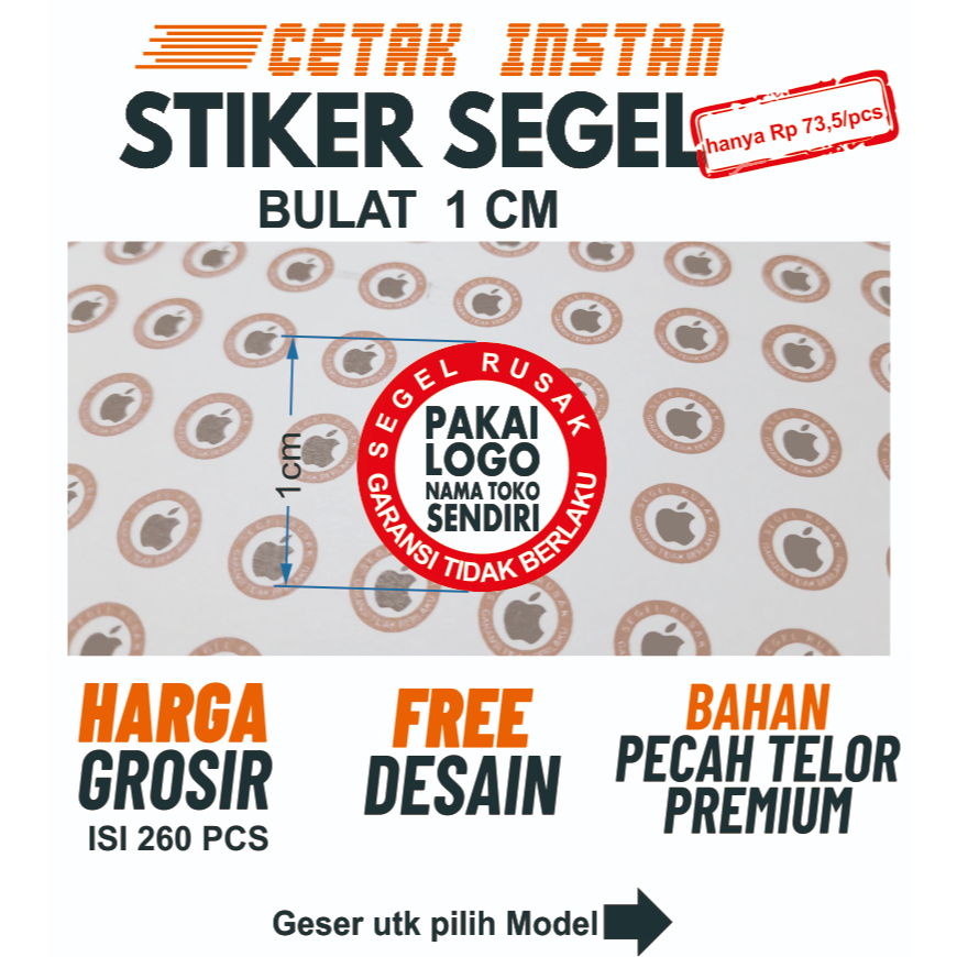 

Cetak INSTANT Stiker Segel Garansi Cutting Bulat 1Cm Kertas Pecah Telor