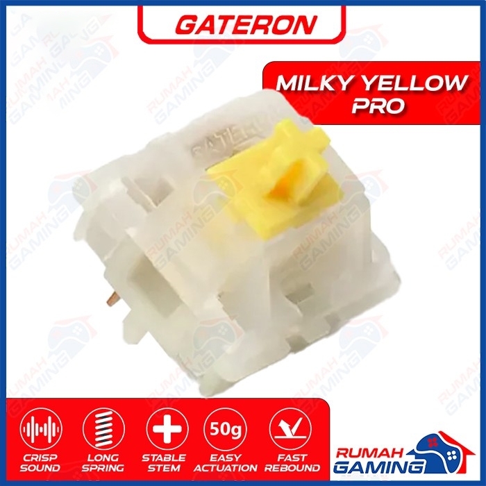 GATERON - Switch - Milky Yellow PRO - 5 PIN - 50g - Linear - Pre-Lube