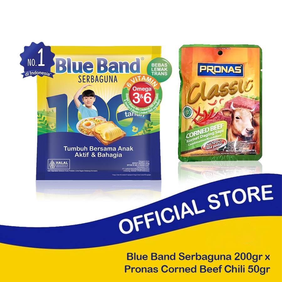 

Blue Band Serbaguna 200gr x Pronas Corned Beef Chili 50gr