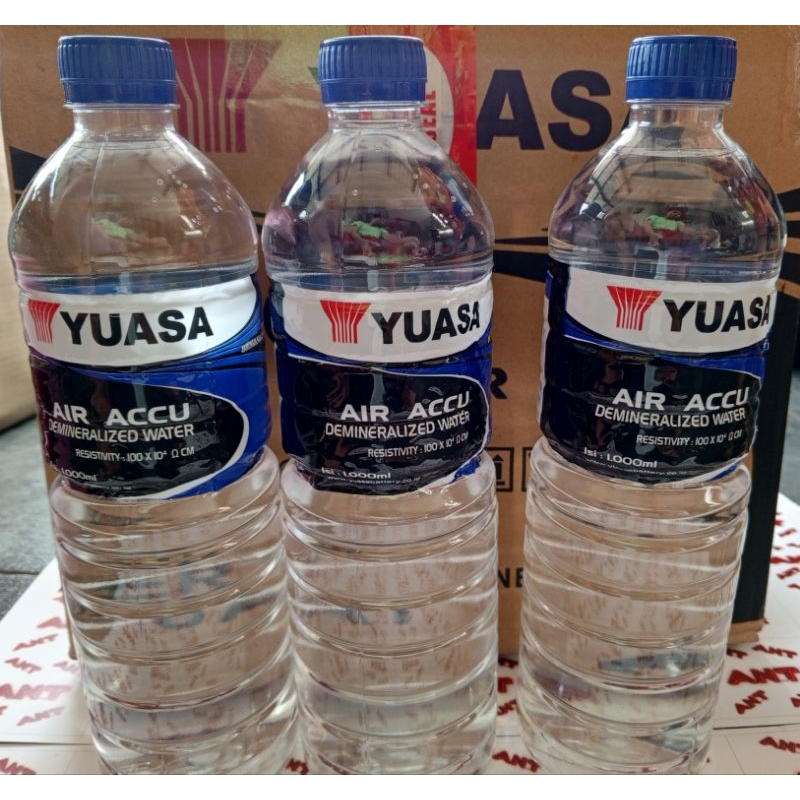 1000ml Air Aki Yuasa Tutup Biru / Air Accu Yuasa Mobil Motor Truck Bus / 1000% Original