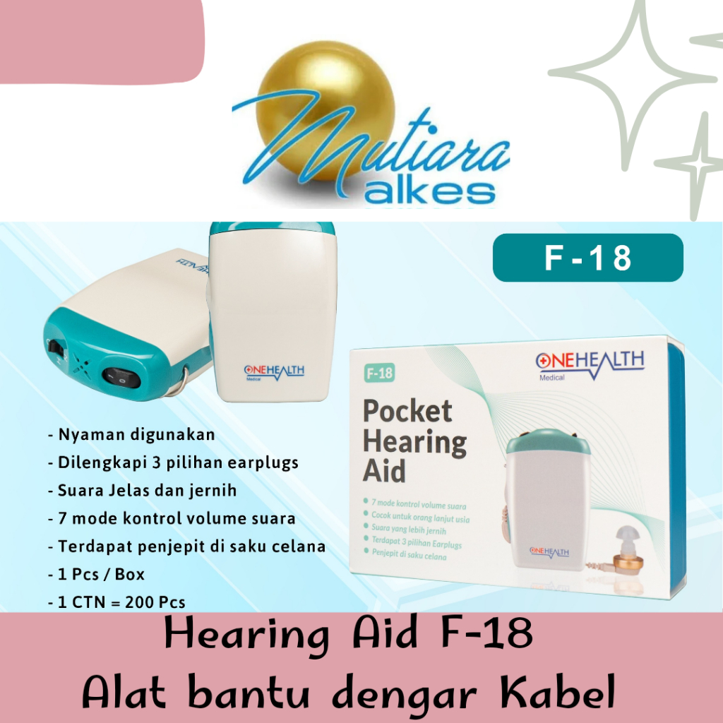 (MUTIARA ALKES) F-18 ONEHEALTH Hearing Aid Kabel Alat Bantu Dengar Premium Onehealth