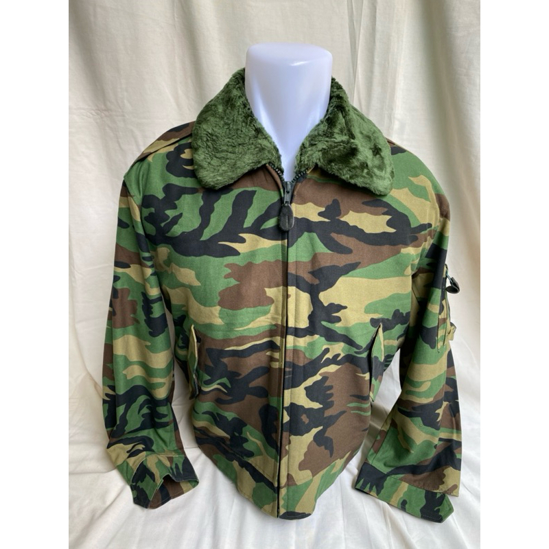 Jaket Bomber Pilot ECWCS Kerah Sherpa Loreng Woodland Vintage ROKA Korea Army (1)