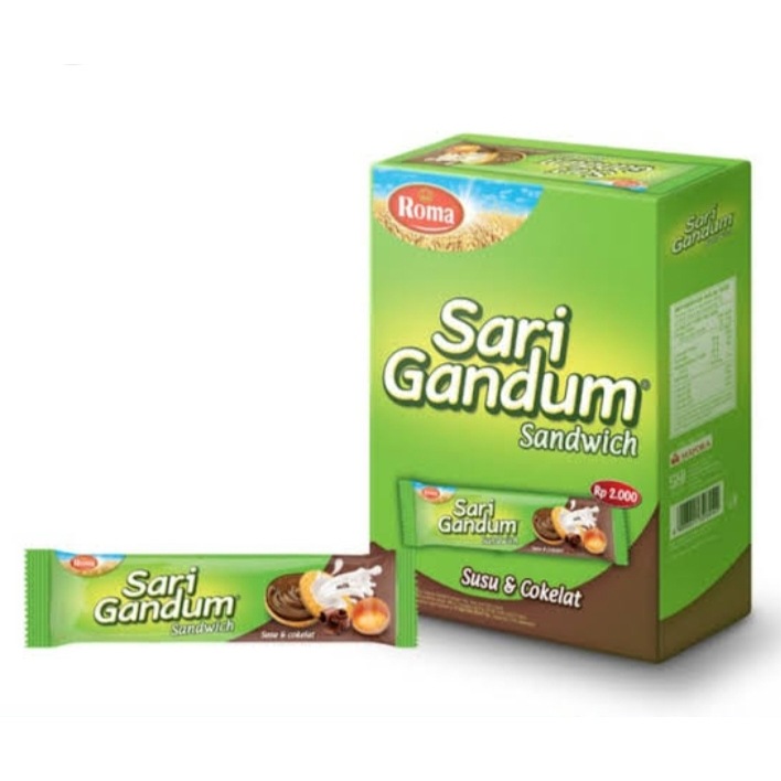 

Roma Sari Gandum Box / Sari Gandum sandwich Biskuit ISI 12 BUNGKUS (27 GR)