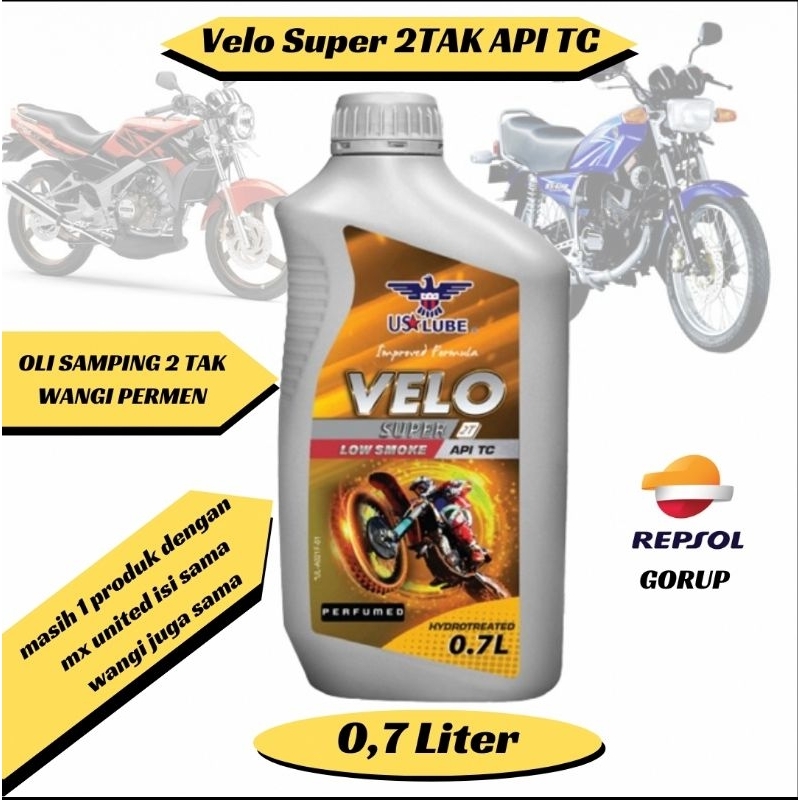 Oli samping 2 tak wangi permen karet Mx United Dan Velo 0,7L tv Parfume wangi Low smoke olisamping