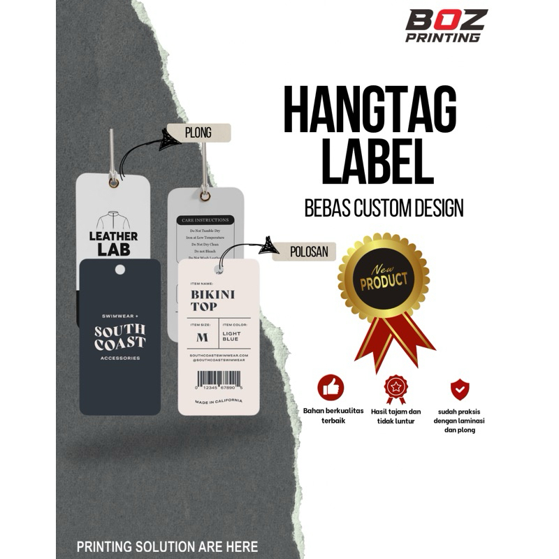

hangtag | label baju | Ketebalan kertas 310gr Artcarton | sudah laminasi doff/glosy