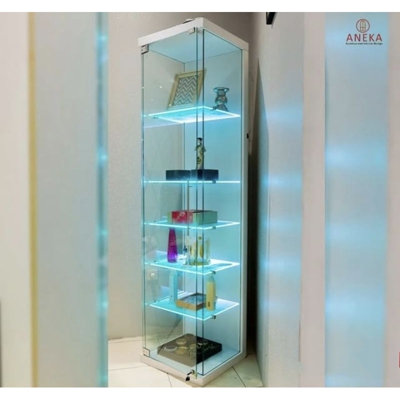 Neyla Nevada Rak Pajangan Kristal 1 Pintu Showcase Kaca Minimalis Rak Display Kabinet Kristal Lemari