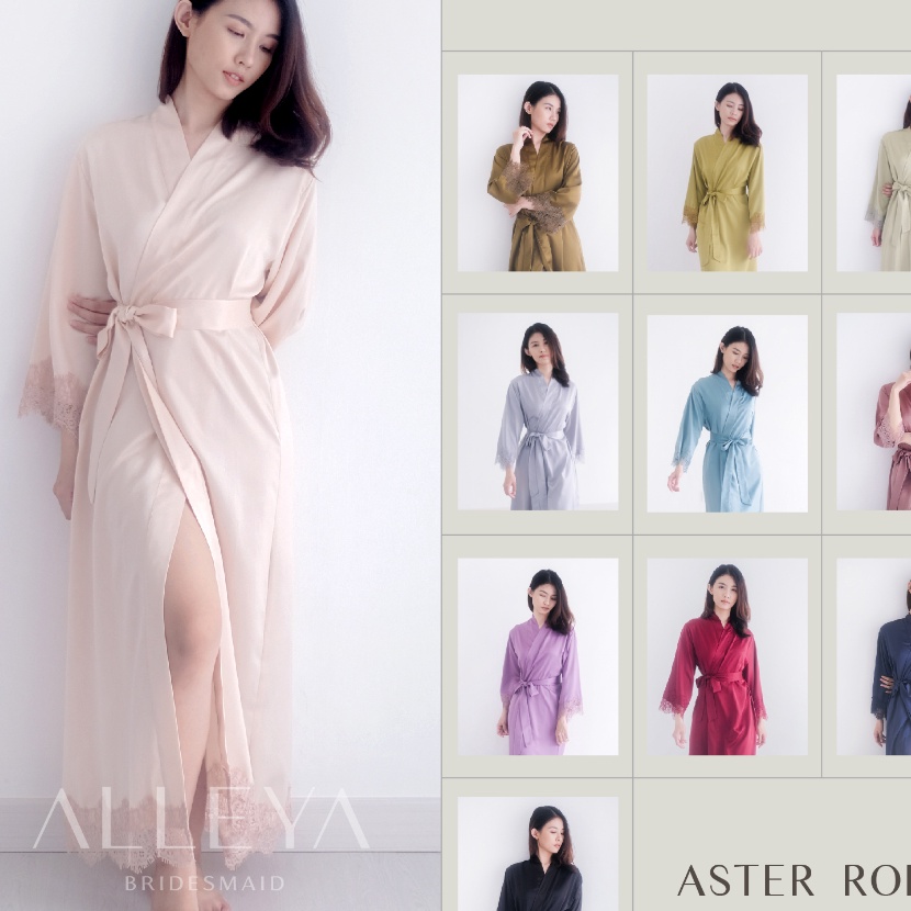 KP8 Maxi Aster Robe  Kimono Satin Hijab  Non Hijab  FREE BORDIR  Kimono Bride  Bridesmaid  Baju Tidu
