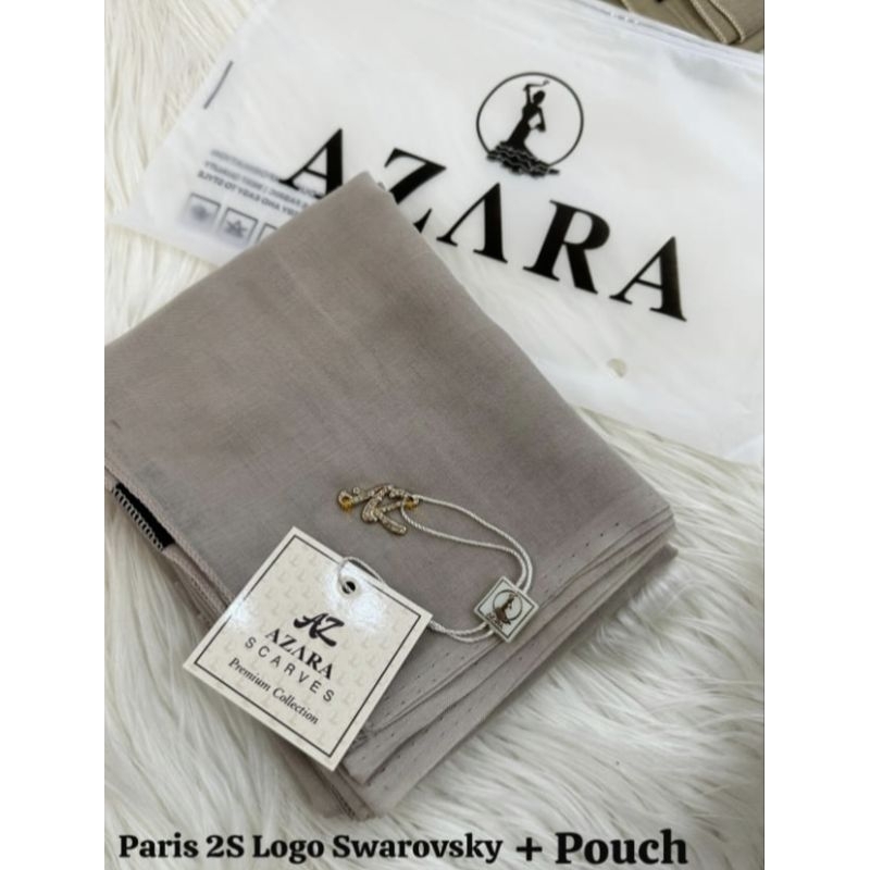jilbab segiempat Paris logo Swarovski segiempat polos + pouch