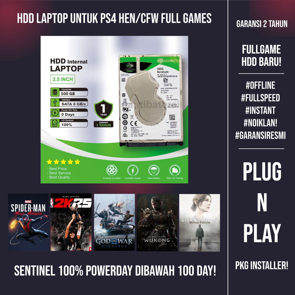 HARDISK 500GB PS4 FULL GAMES PKG INSTALLER | HDD PS4 ORIGINAL | GAME PS4 PES BITBOX PATCH | PES 2025