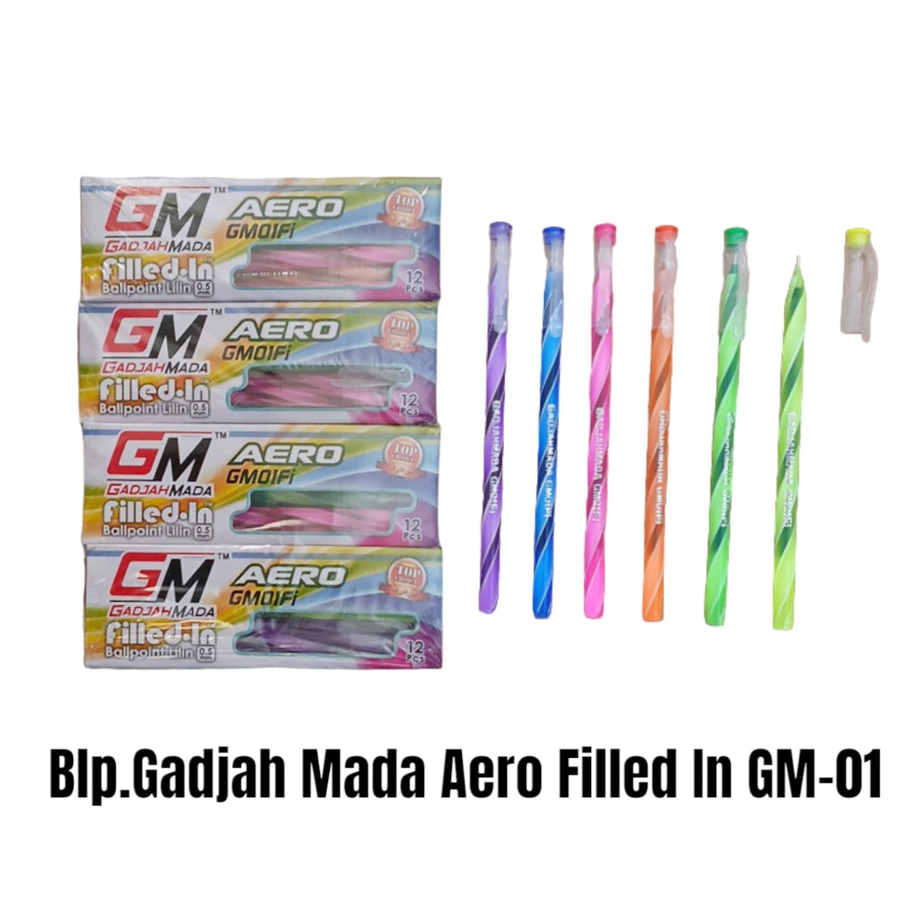 

Pulpen / Ballpoint Gadjah Mada GM Aero Filled ISI 12 PCS