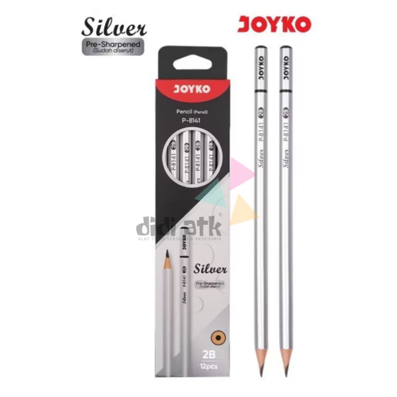 

Pensil Pencil 2B Joyko P-8141 Silver 1 Pak Isi 12 Pcs