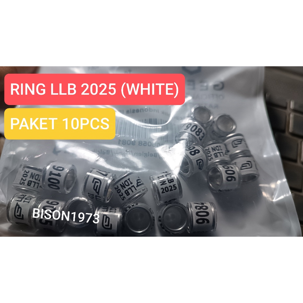 PAKET 10 BIJI RING LLB 2025 MERPATI POS/RACING PIGEON(WHITE/PUTIH)