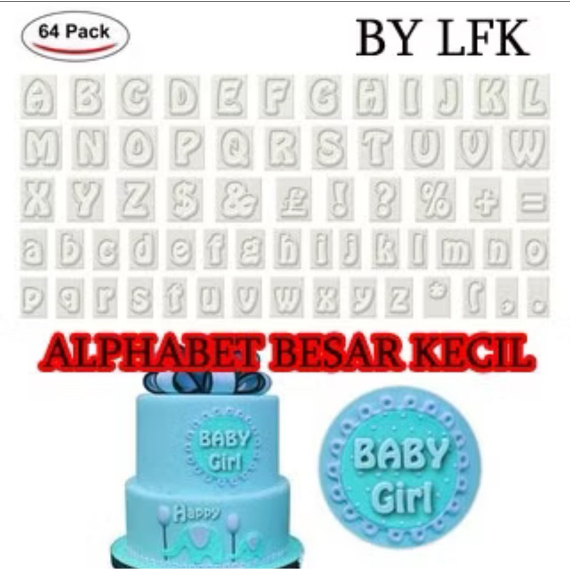 

IMPORT ALPHABET BESAR KECIL 64Pcs Set Cetakan FONDANT STAMP Adonan Kue LETTER Huruf Alfabet PRESS Plastik