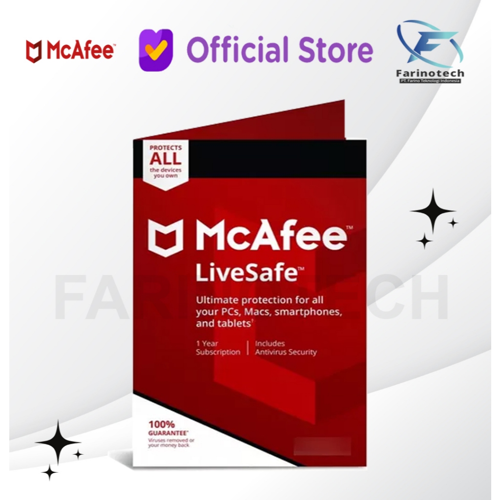 McAfee Livesafe 1 User Unlimited Devices 1 Tahun Original License Key