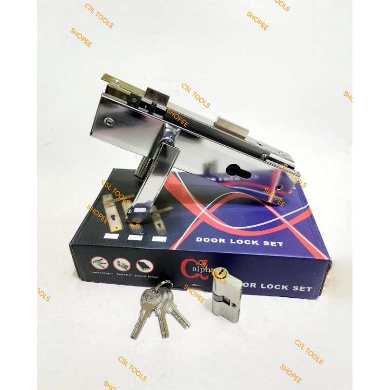Kunci Pintu Rumah Besar Plat 1 Set Handle Gagang Kunci Pintu 25Cm Komplit