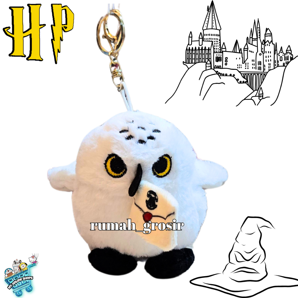 (My Online Shops) Gantungan Kunci Boneka Hedwig Owl Harry Potter Plush Doll