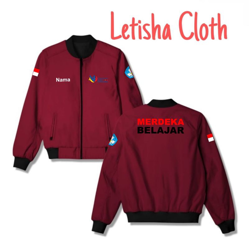 jaket bomber merdeka belajar//guru penggerak//kastem bordir sesuai permintaan//jaket//jaket parasut/