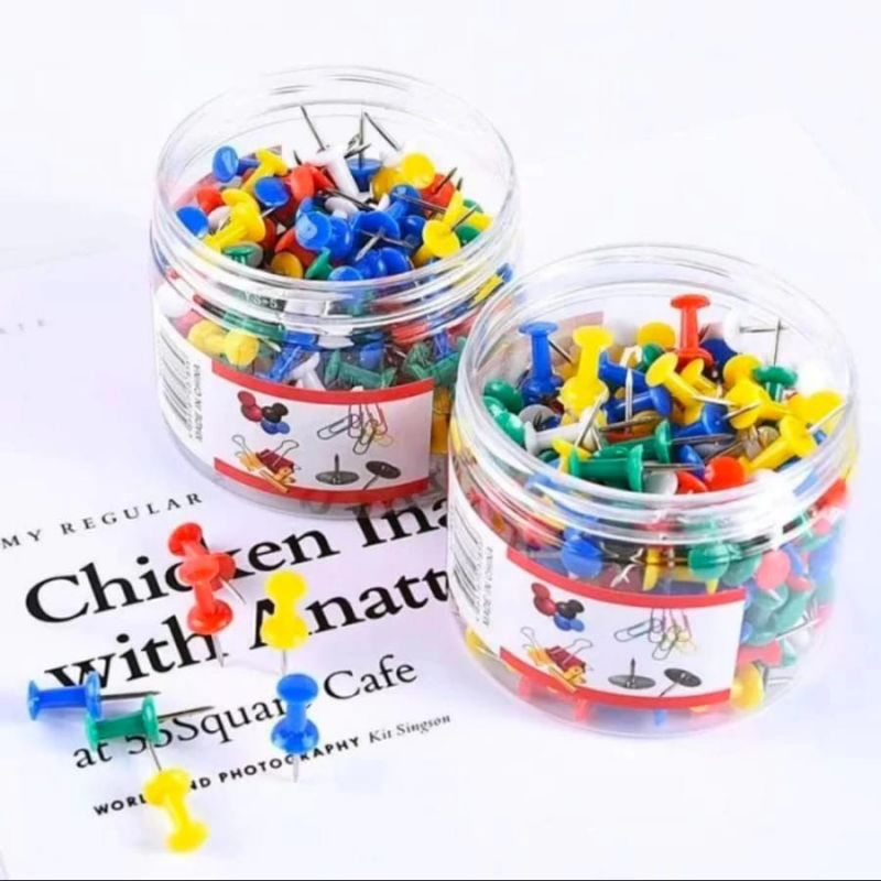 

100 PCS PUSH PIN/JARUM TEKAN/PAKU PIN WARNA WARNI/PERALATAN KANTOR