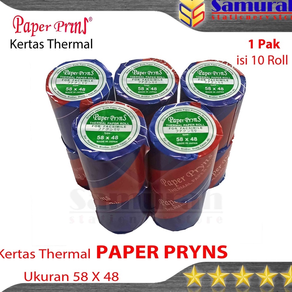 

Ready Kertas Thermal PaperPryns 58 x 48 mm Struk Kasir Roll 58x48 Paper Prins Kertas Rol Print Mobile Printer 5848 Mini Printer Termal 5848 R52