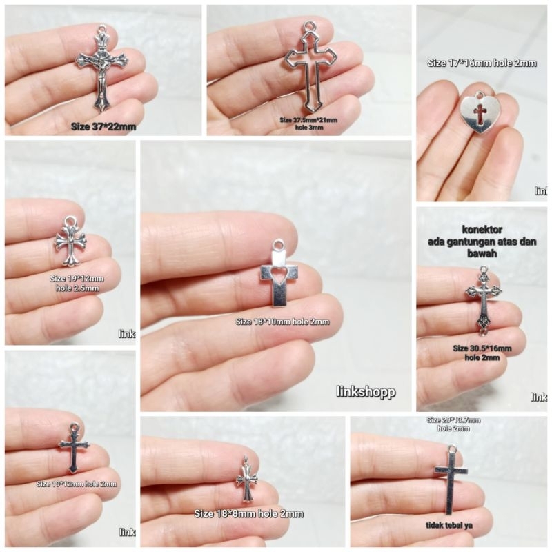CHARM DIY AKSESORIES LIONTIN DAN KONEKTOR BENTUK SALIB