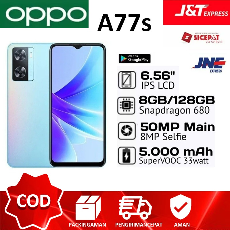 HP OPPO A77S  handphone second hand 8GB/128GB 50MP AI Camera,5000mAh Long-lasting Battery Smartphone