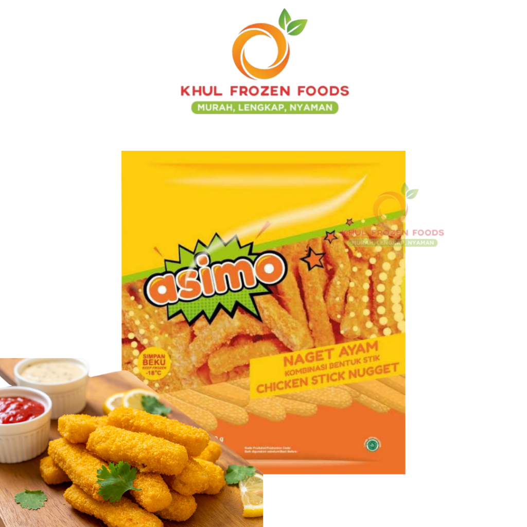 

Asimo Nugget Ayam Stick 500gr/ ASIMO/ Chicken nugget/ Nugget Ayam stik/ Nugget/ Naget ayam