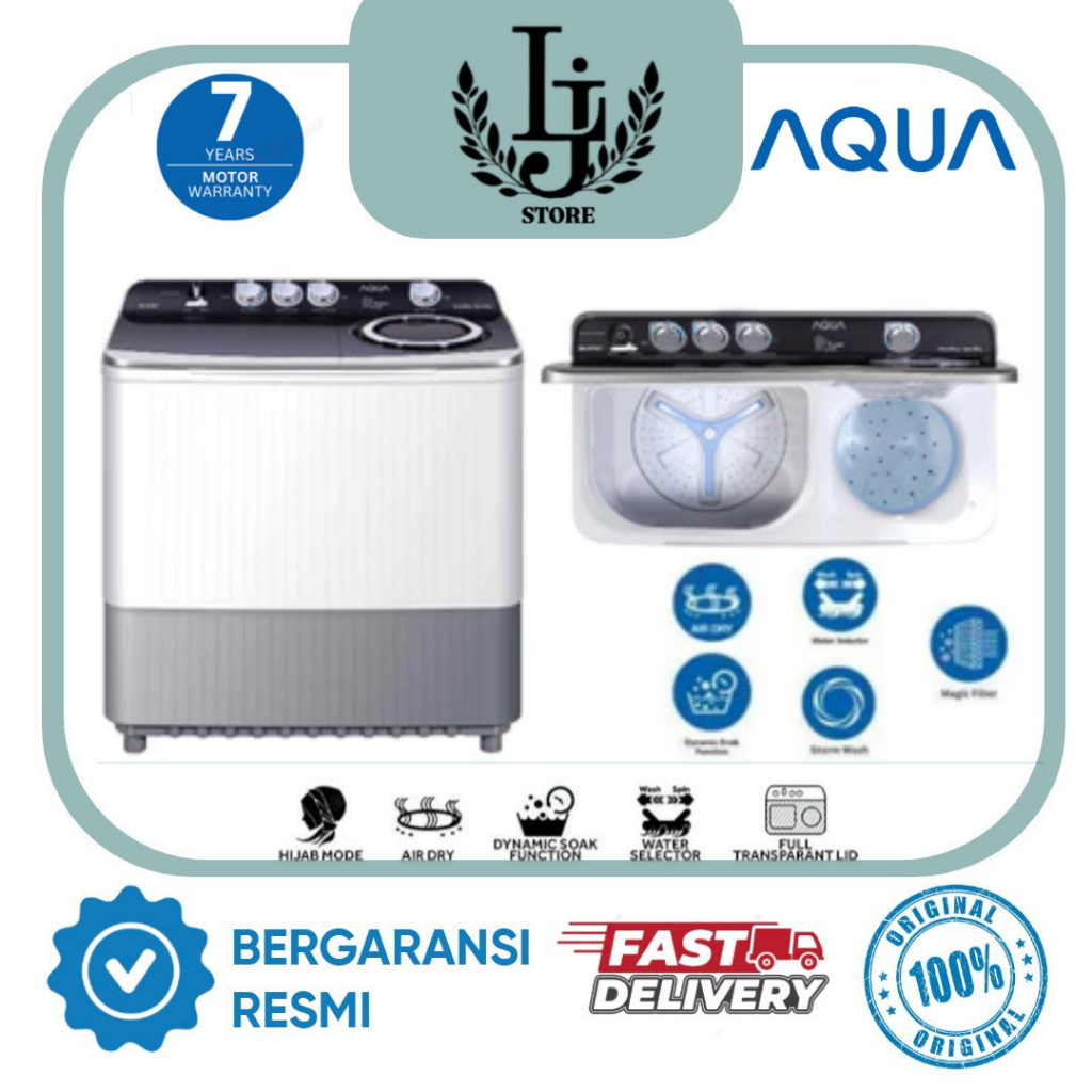 Mesin Cuci Aqua 2 Tabung QW-2070HT Mesin Cuci 2 Tabung Aqua 20Kg Aqua Mesin Cuci