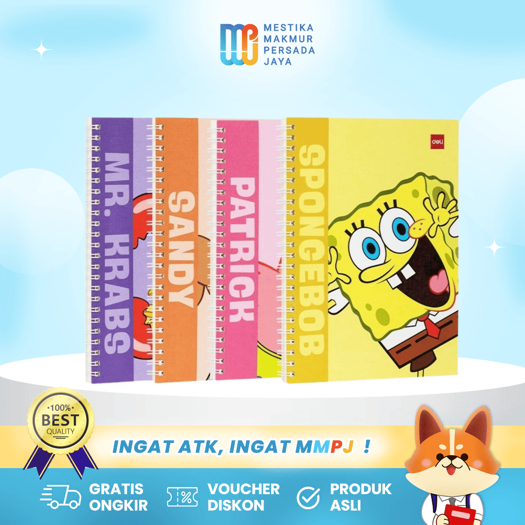 

Deli Buku Tulis Sekolah Gambar Kartun Spongebob Isi 60 Lembar Kertas Tebal ELA560