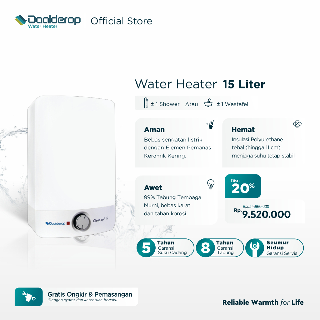 Daalderop Water Heater 15 Liter