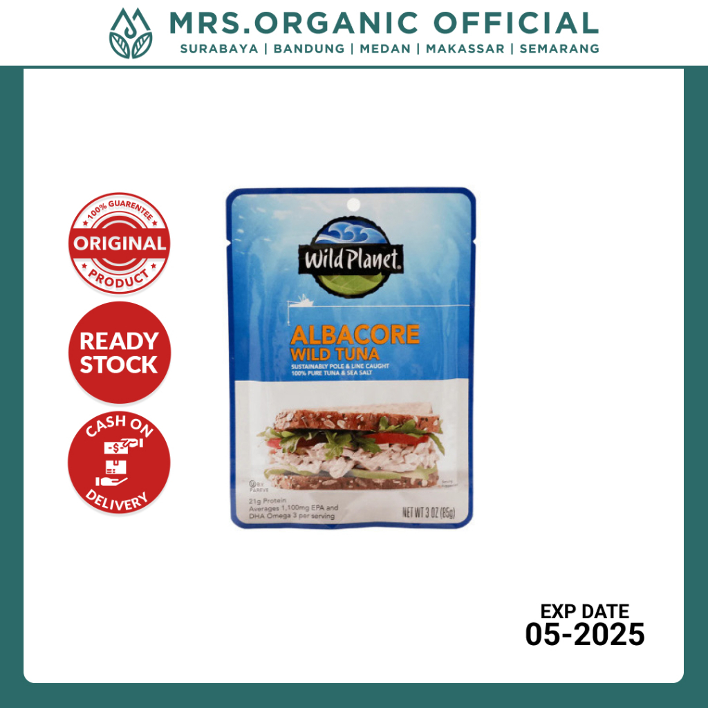 

Ikan Tuna Putih Kaleng Siap Saji Wild Planet Pacific Northwest 100% Wild Albacore Tuna with Sea Salt 85g