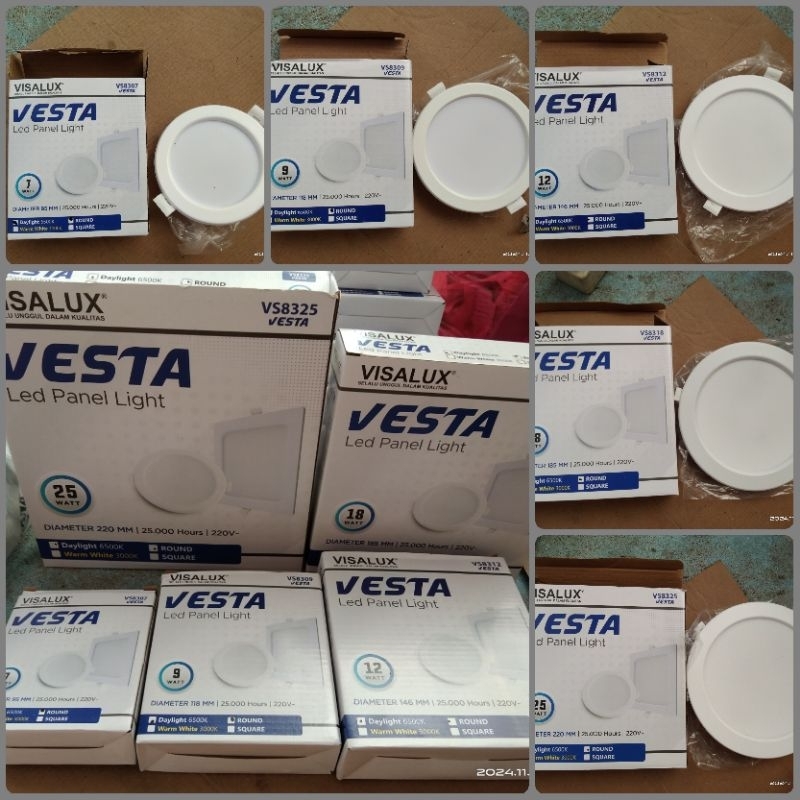 Lampu LED panel cahaya putih dan kuning/ LED tanam plafon bulat Visalux Vesta/ Downlight Visalux Rou