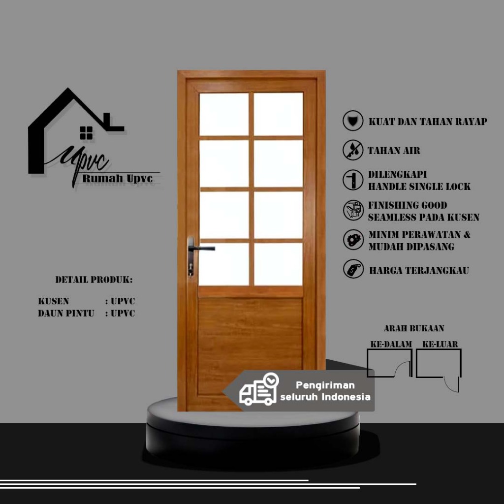 PINTU UPVC.KAMAR TIDUR.PINTU UTAMA.(GOLDEN OAK/SERAT KAYU STANDART)