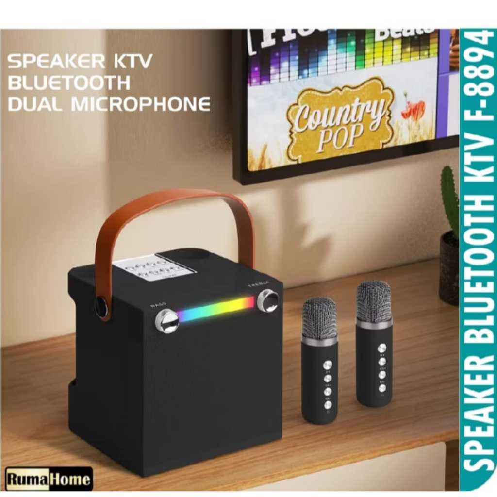 SPEAKER BLUETOOTH MINI PORTABEL FLECO F-8894 FREE MIC WEARLESS 2PCS