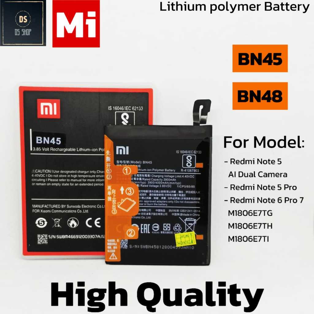 Baterai Batre Batrai HP Xiaomi Redmi Note 5 Note 5 Pro Note 5 Plus BN45 BN 45 100%