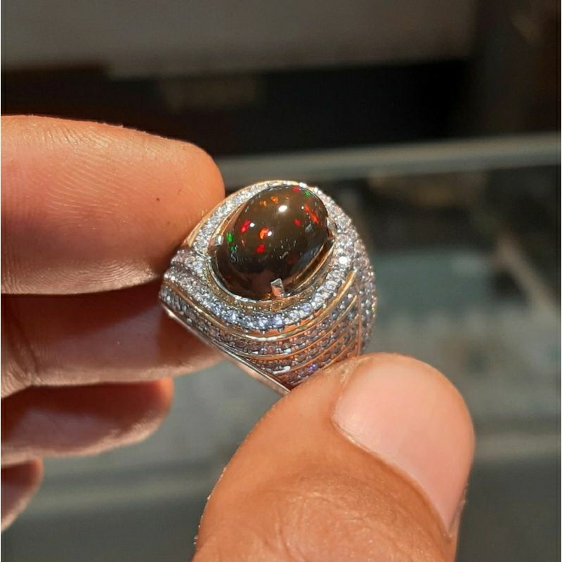 BLACK OPAL SUPER JARONG RING PERAK MICROSETTING