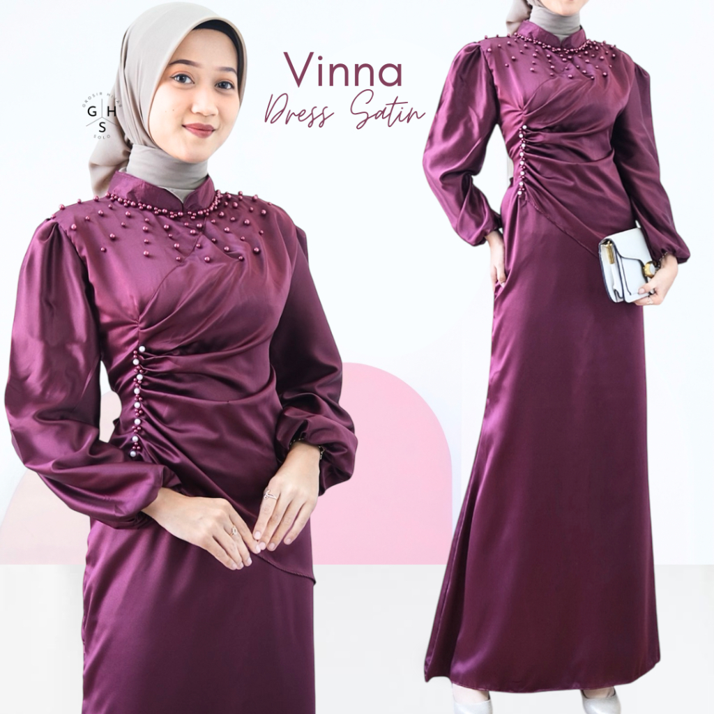 VINNA DRESS MAXI KONDANGAN GAUN PESTA ATASAN WANITA BRIDESMAID SATIN TERMURAH VIRAL PREMIUM (RSF) Gr