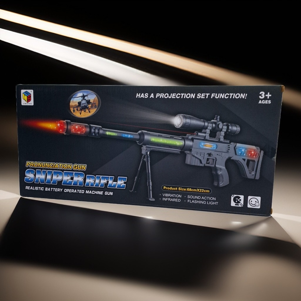 [capt] Mainan Anak Laki Laki Mesin Lampu Laser - Sound Gun Machine Sniper Riffle