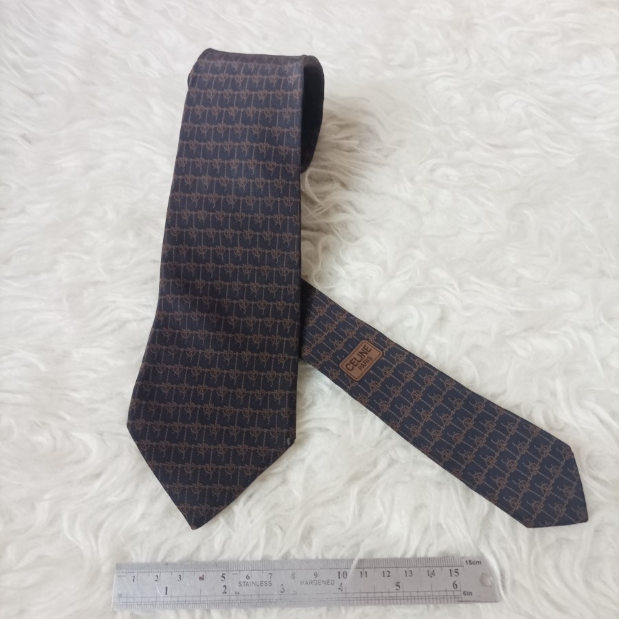 dasi Celine paris art vintage monogram silk necktie luxury