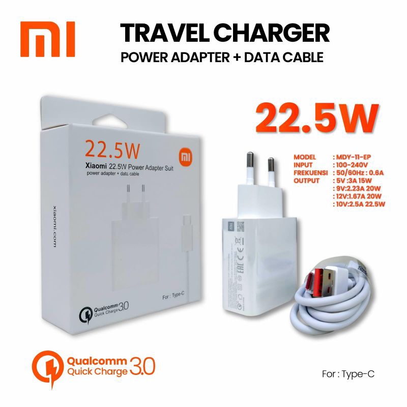 CHARGER XIAOMI 22W ORIGINAL 100% TYPE C SUPPORT FAST CHARGING NOTE 7 NOTE 8 NOTE 8PRO NOTE 9 REDMI 9