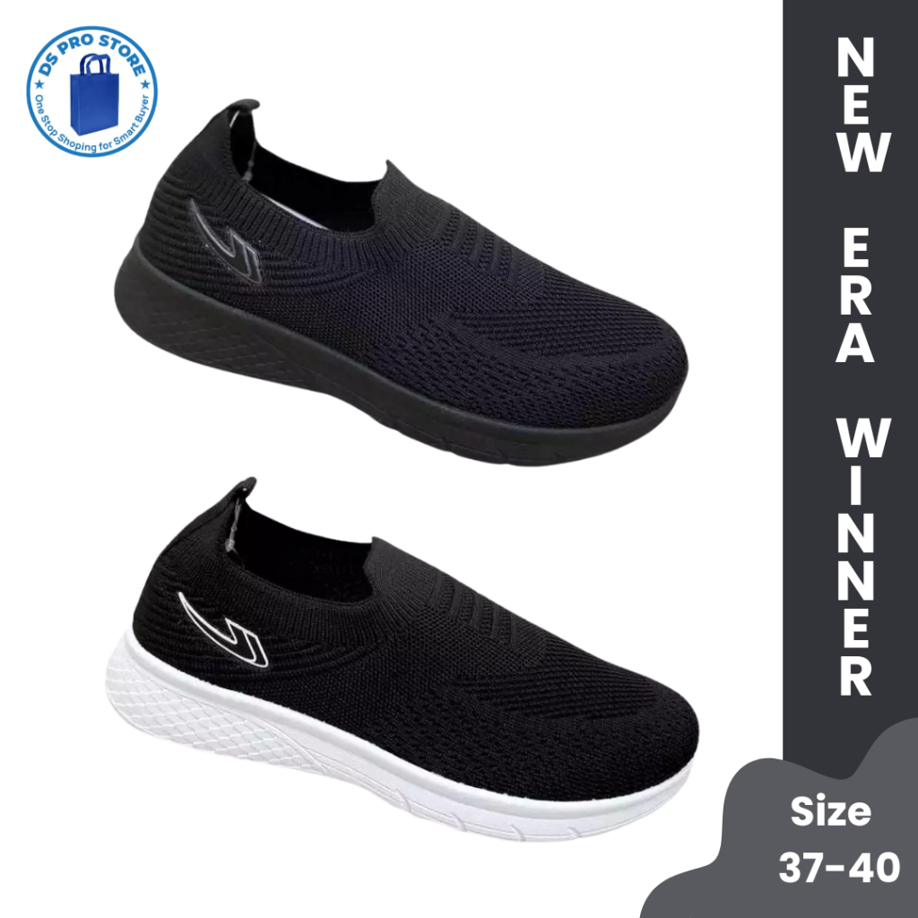 SEPATU NEW ERA WINNER I SEPATU RAJUT NEW ERA HITAM POLOS & HITAM PUTIH I SEPATU PRIA & WANITA