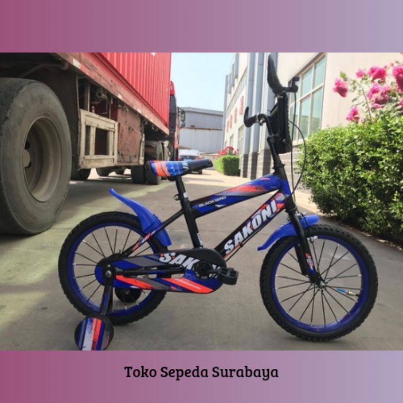 SEPEDA ANAK LAKI SAKONI BLACK BIRD UKURAN 18 INCH BARU