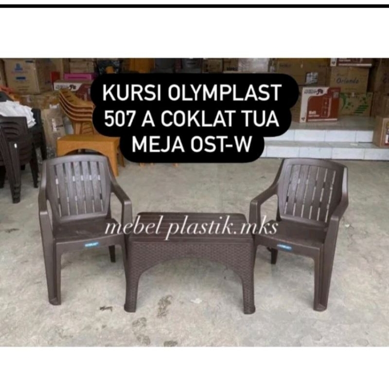 Kursi Plastik Olymplast Coklat Jati Warna / Kursi Tangan 507 A/507 W Kursi Tamu Sandar/ Kursi Kuat N